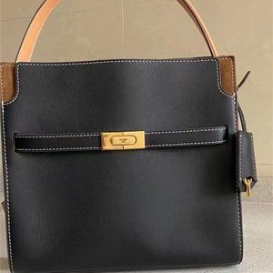 New Tory Burch Black Lee Radziwill Small Double Bag